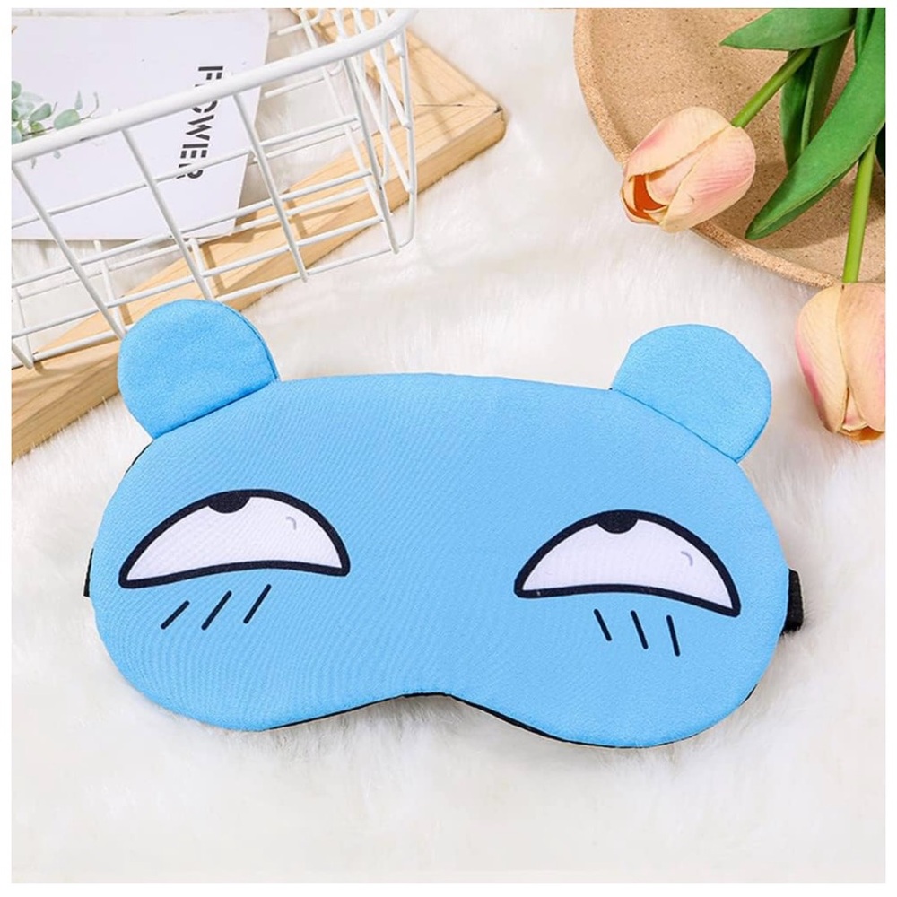 New 3 Pk Blackout Sleep Masks Cartoon Silky Yellow Blue Gray Black Adjustable OS - Picture 3 of 12